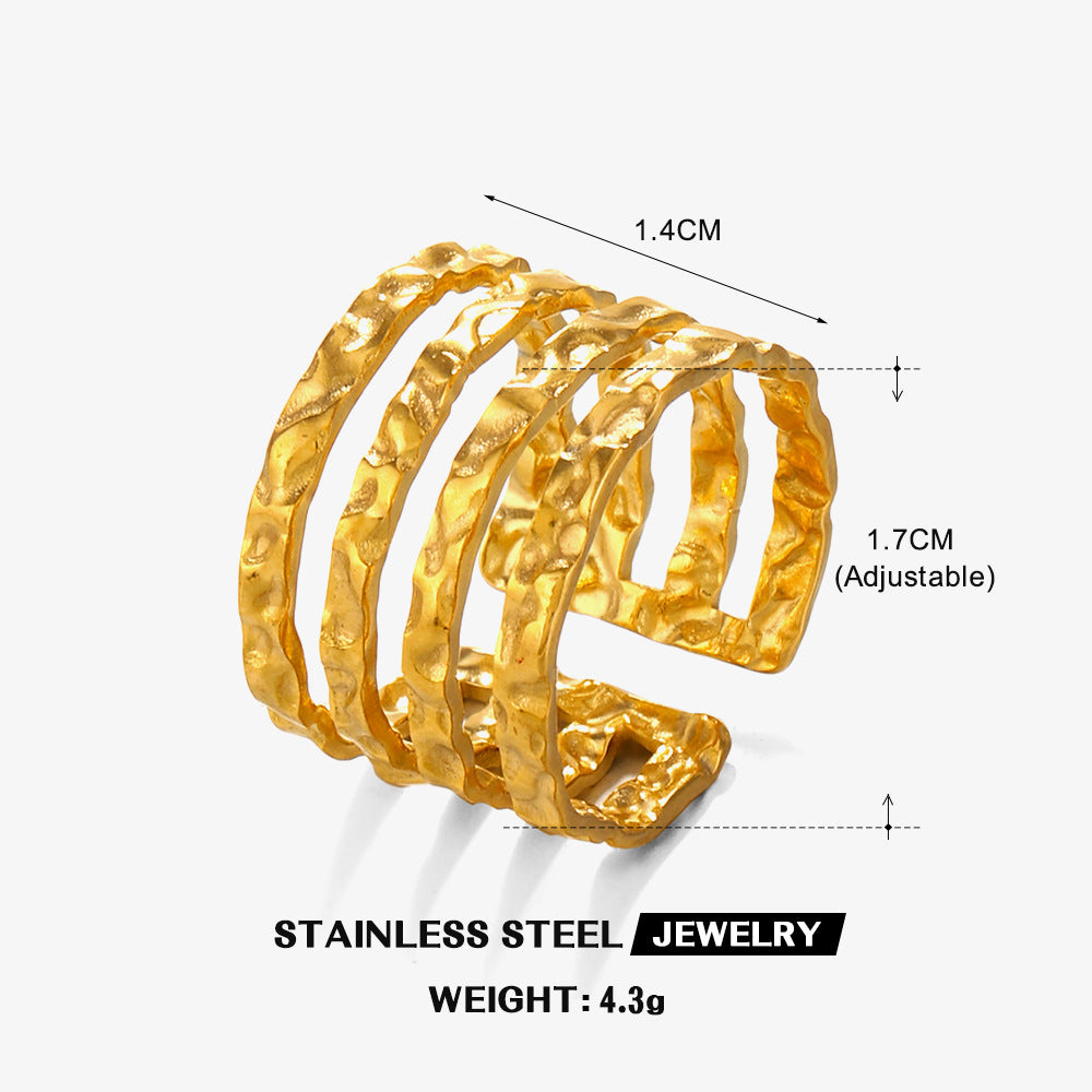 Women's Steel Line Open French Retro Simple Rings