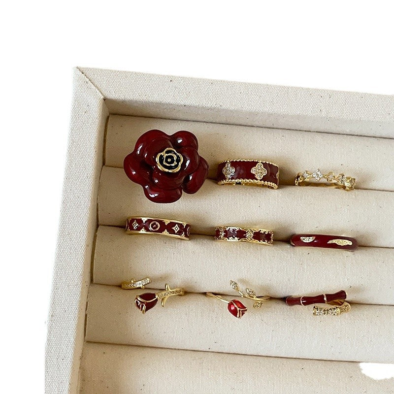 Flower Open Female Niche Retro Affordable Rings