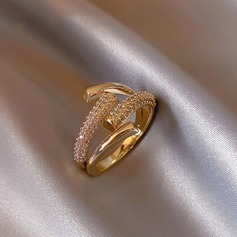 Open Hollow Zircon Butterfly Love Heart-shaped Rings