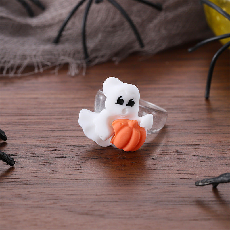 Creative Halloween Series Resin Cartoon Pumpkin Rings
