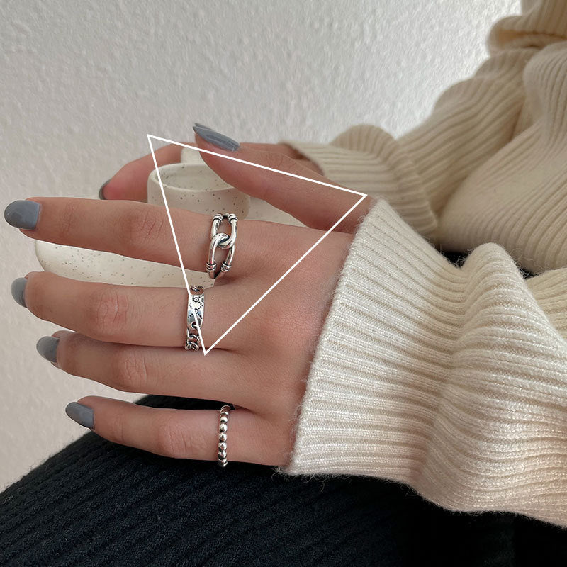 Design Female Simple Cold Style Chain Rings