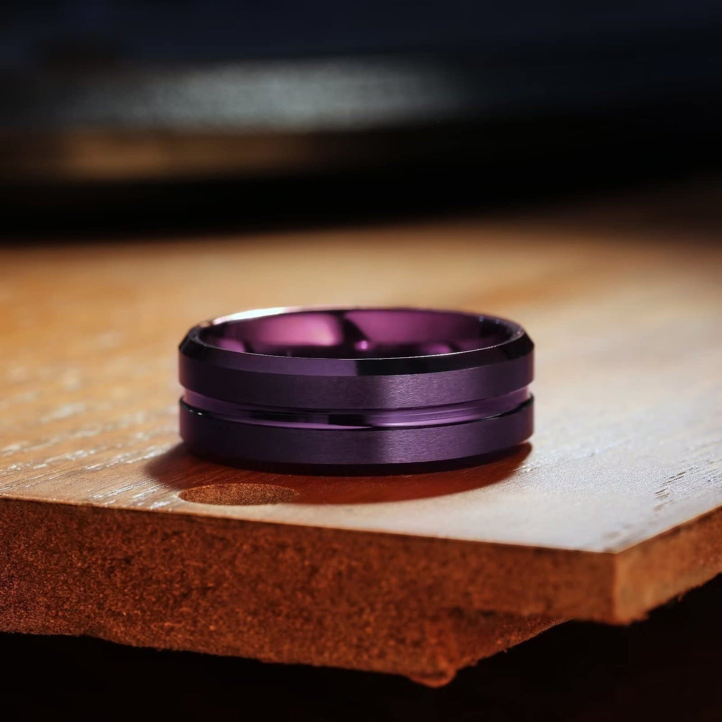 Fashion Color Purple Beveled Slotted Quantity Rings