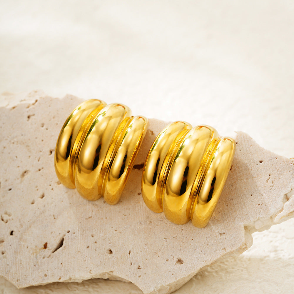 Smooth Arc Claw Ear High Profile Large Earrings