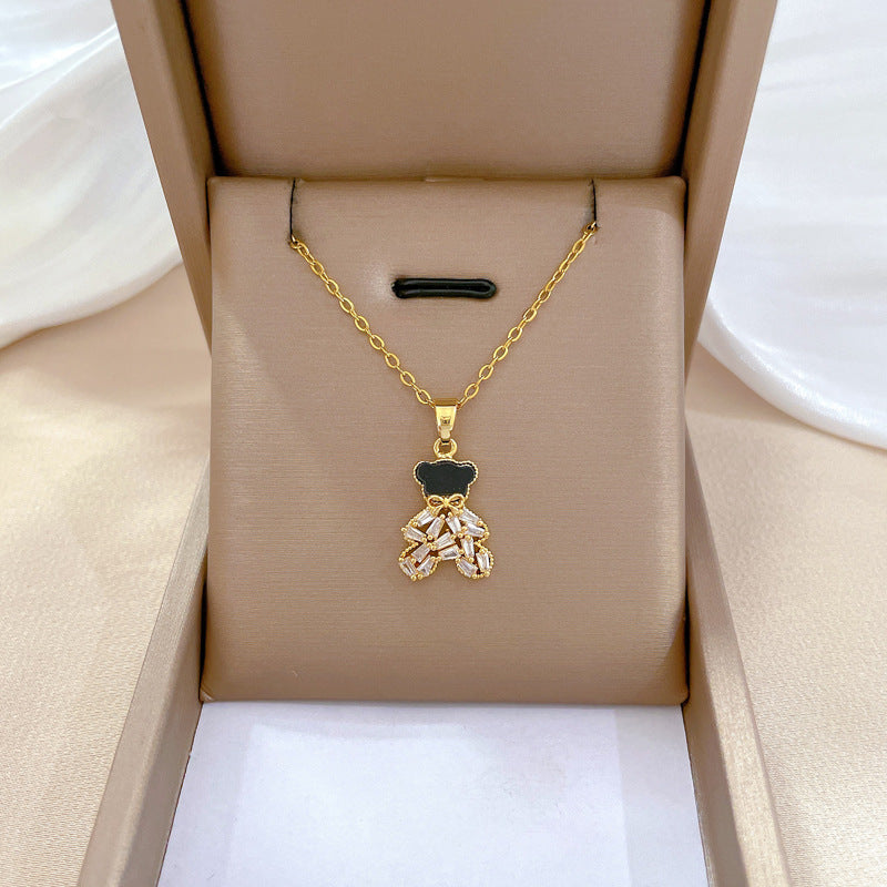 Steel Light Luxury Full Diamond Design Temperament Necklaces