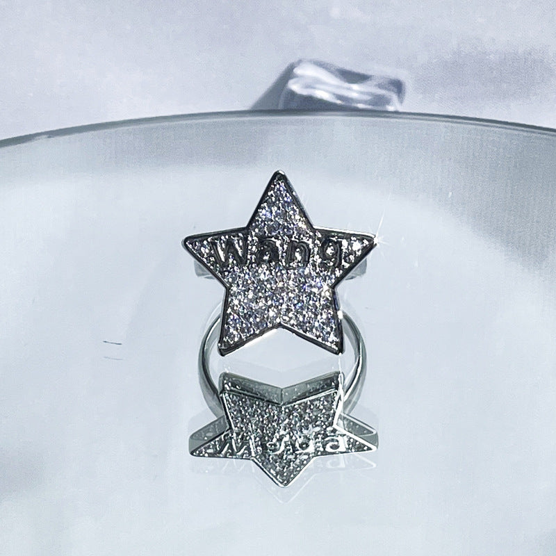 Dark Saturn Letter Light Luxury Open Female Rings