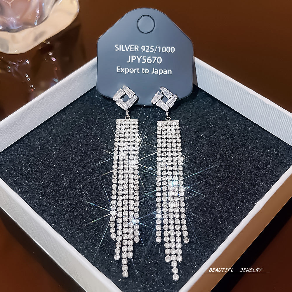 Women's Zircon Tassel High-grade Light Luxury Delicate Earrings