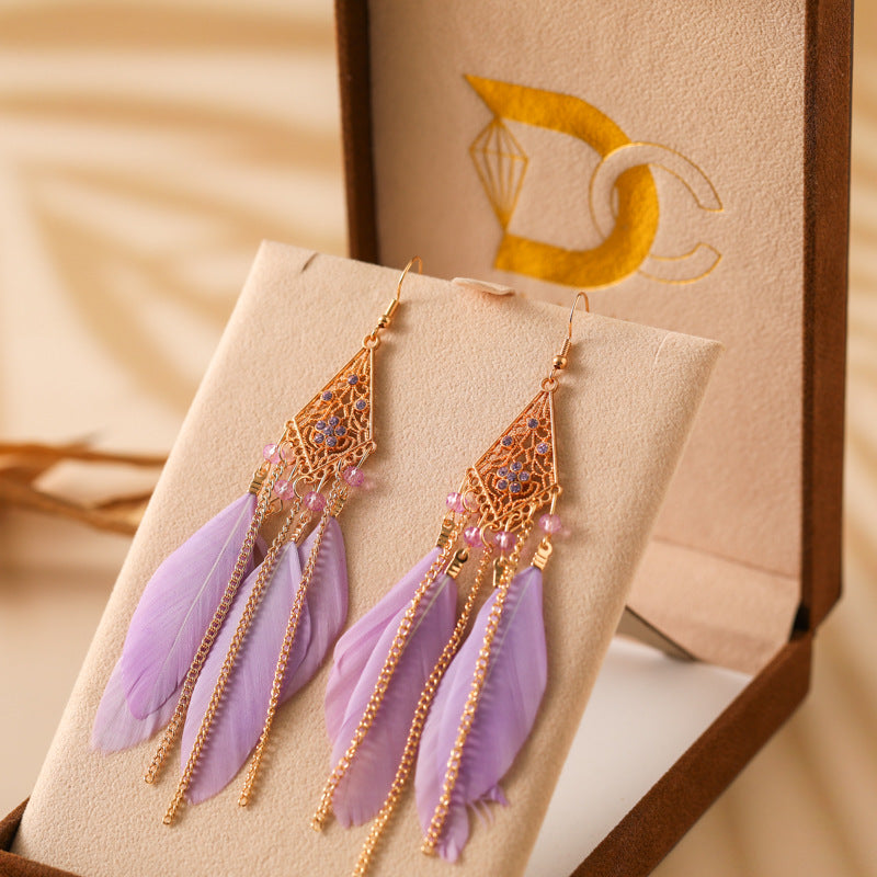 Feather Female Rhombus Spot Drill Your Earrings