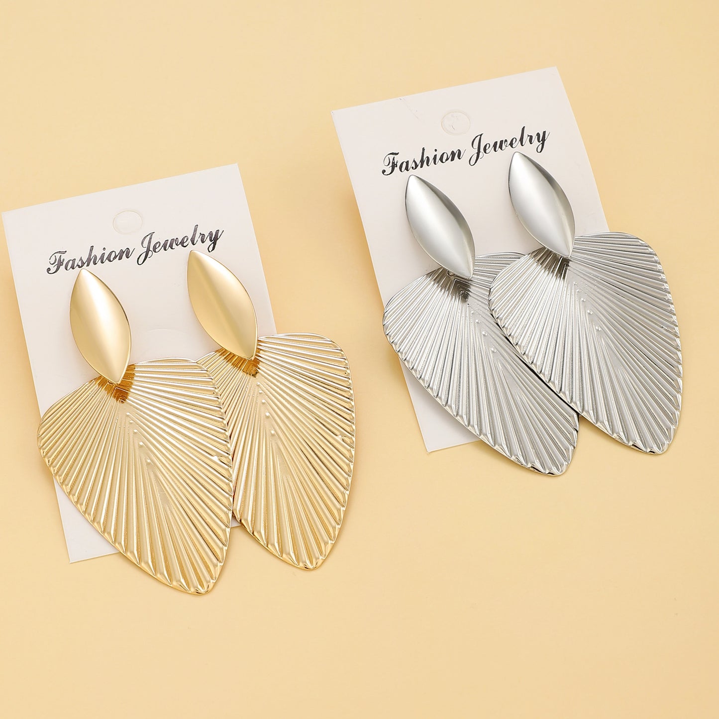 Women's Personalized Texture Fan Leaves Ear High-grade Earrings