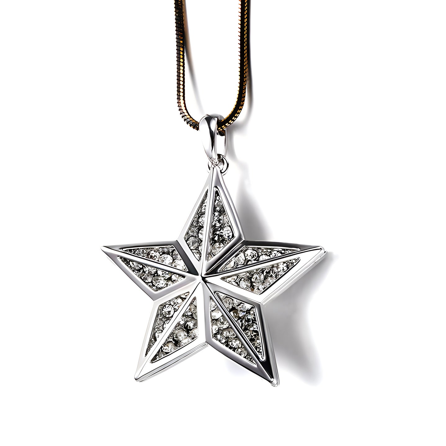 Diamond Three-dimensional Five-pointed Star Long Sweater Chain Necklaces