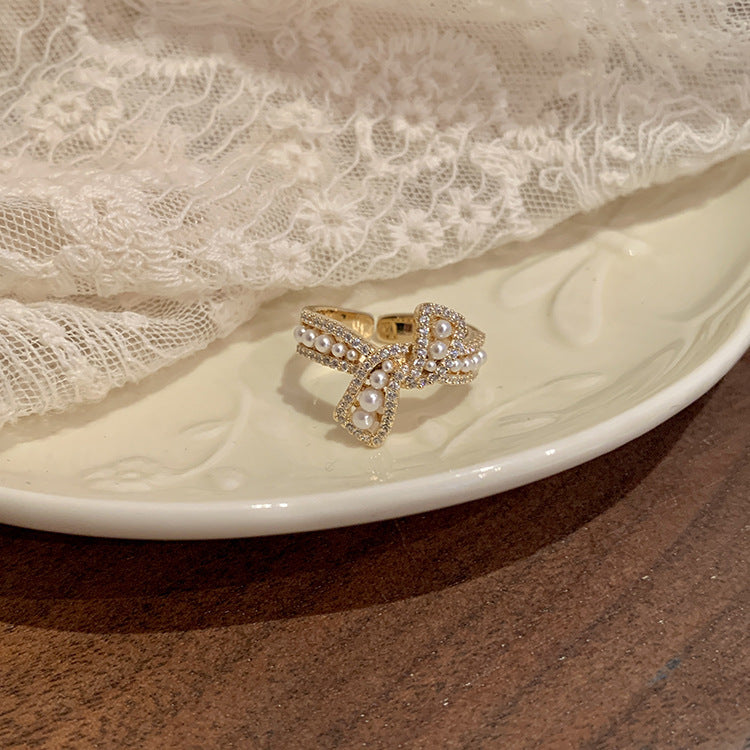 Pearl Zircon Letter Open Special Interest Light Rings