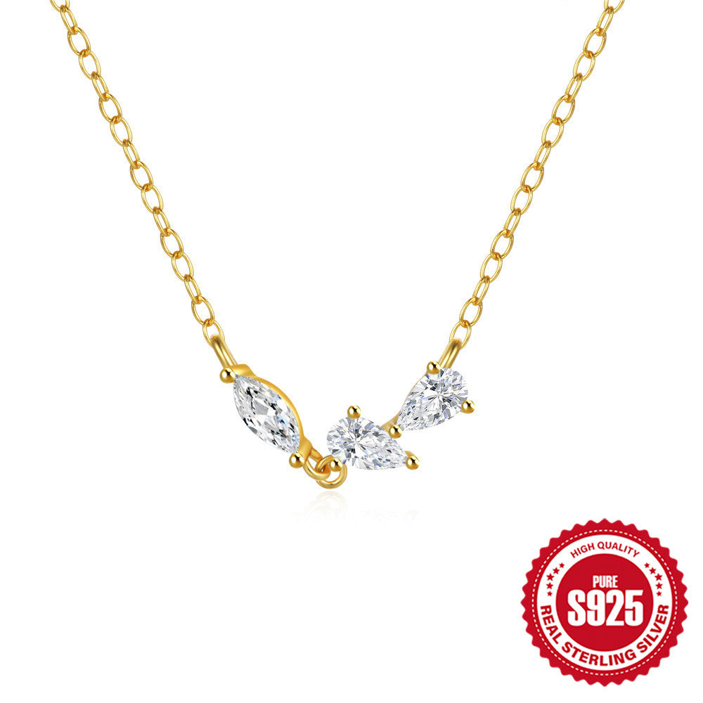 Sterling Sier Cluster Jeweled Clavicle Dignified Necklaces