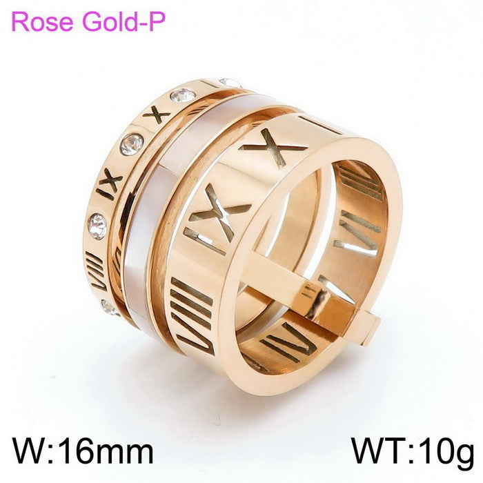 Women's Roman Letters Two-color Fashion Atmospheric Stainless Rings