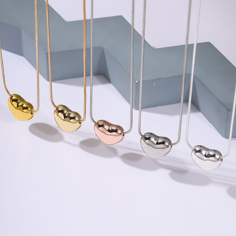 Glossy Gold Sier Love Clavicle Chain Pendants