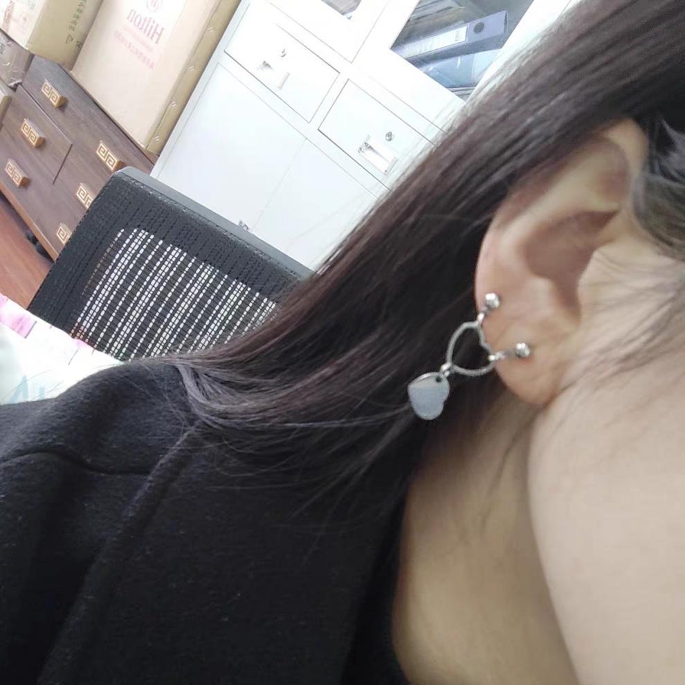 Piercing Love Heart Ear Bone Screw Earrings