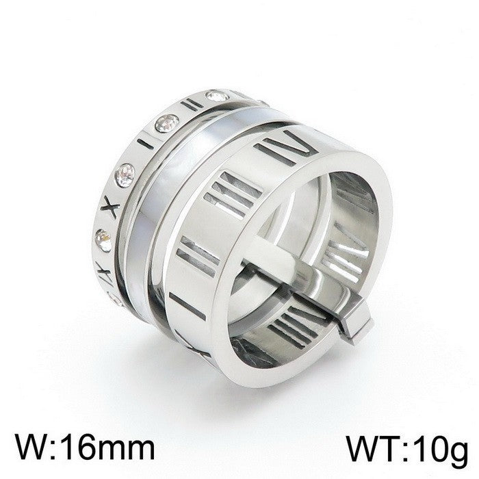 Women's Roman Letters Two-color Fashion Atmospheric Stainless Rings
