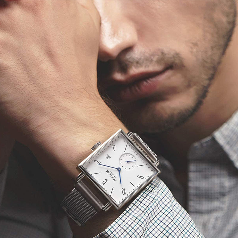 Men's Square Watch Automatic Leisure Simple Hollow Mechanical Watches