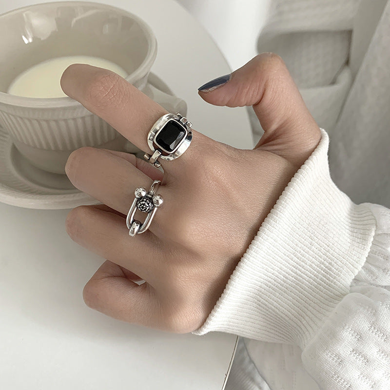 Sier Vintage Horseshoe Switchable Index Finger Rings