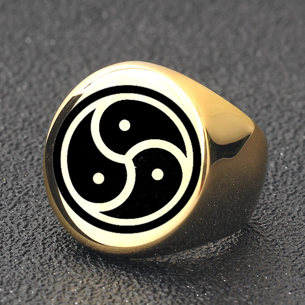 Retro Round Totem Personalized Punk Stainless Rings