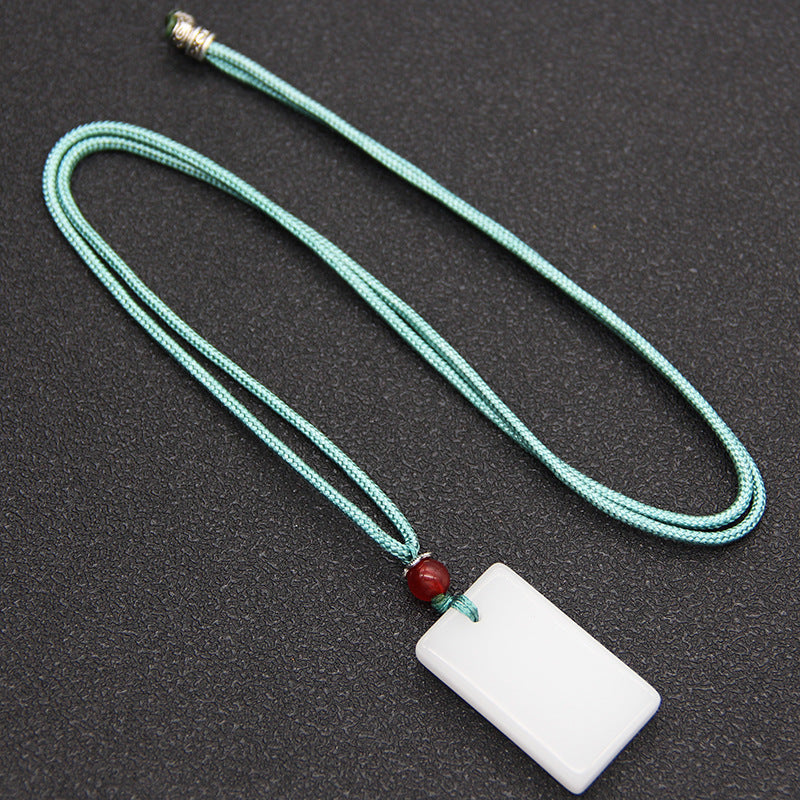 Women's & Men's Emerald Lucky Imitation White Jade Square Pendants