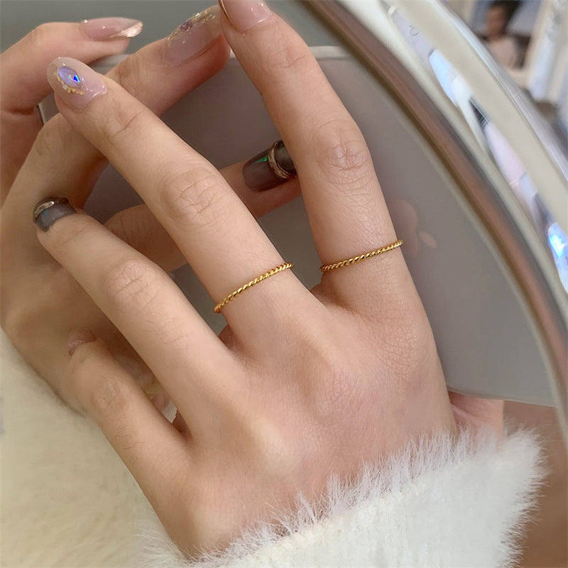 Twist Korean Style Simple Gold Plated Index Finger Rings