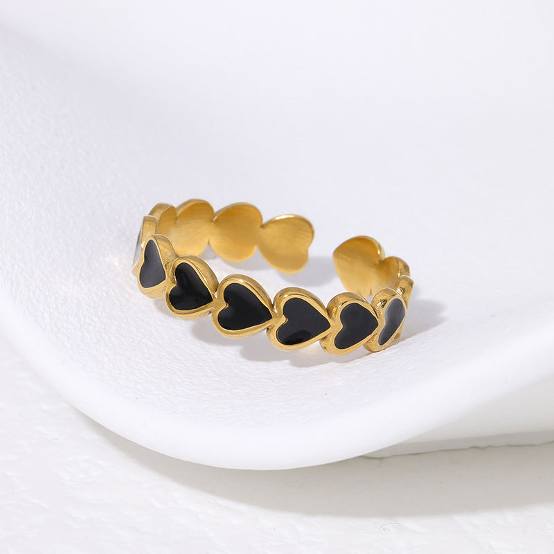 Temperament Love Heart-shaped Titanium Steel Simple Rings