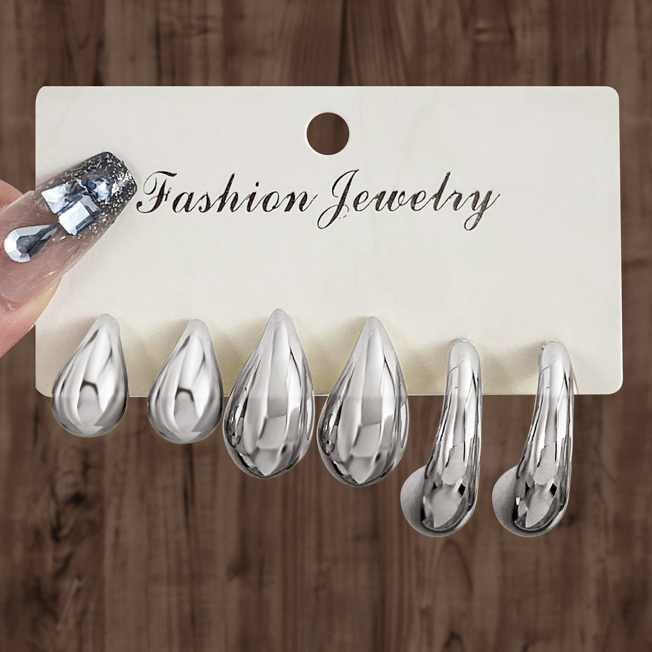 Golden Personality Water Drop Creative Complex Earrings