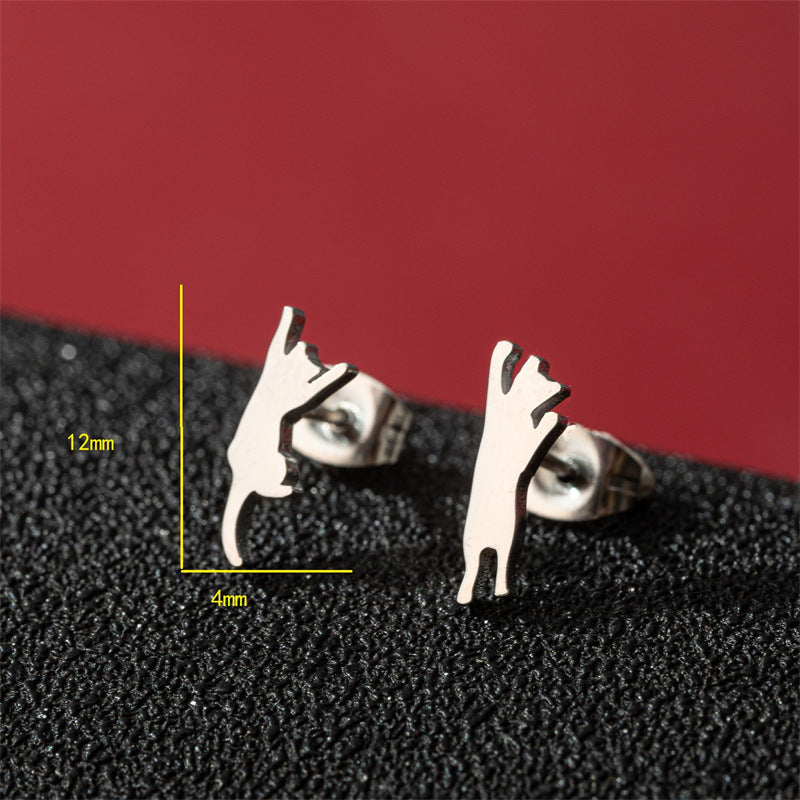 Stainless Steel Cute Simple Cartoon Animal Earrings