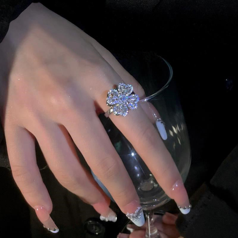 Open Hollow Zircon Butterfly Love Heart-shaped Rings