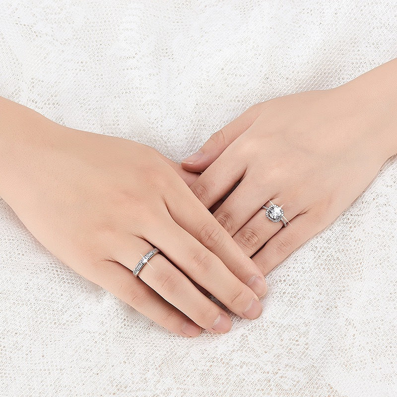 Couple Diamond Flash Simulation Wedding Adjustable Rings
