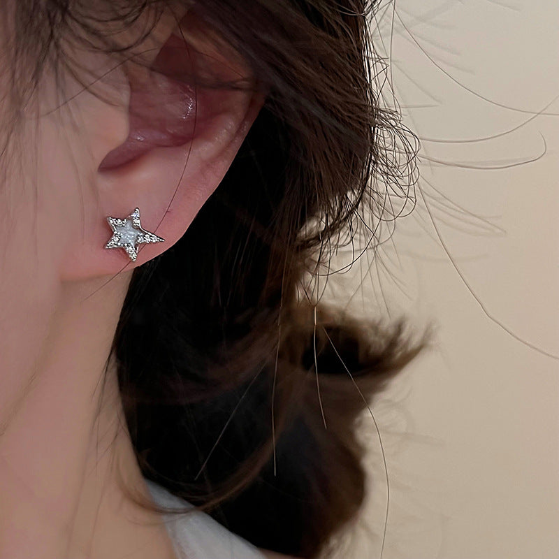 Flash Zircon Black White Star Ear Female Trendy Niche Earrings