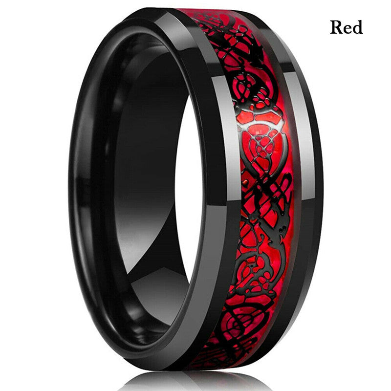 Men's Titanium Steel Diamond Stainless Dragon Pattern Piece Rings