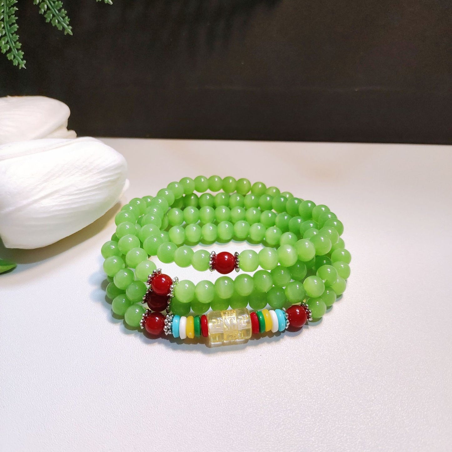 Beads Safe Imitation Garnet Agate White Bracelets