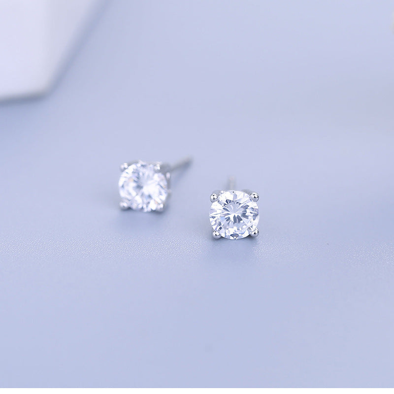 Sier Korean Fashion Rhinestone Zircon Elegant Earrings
