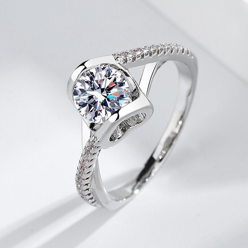Women's Live Angel Kiss Sier Heart-shaped Open Rings