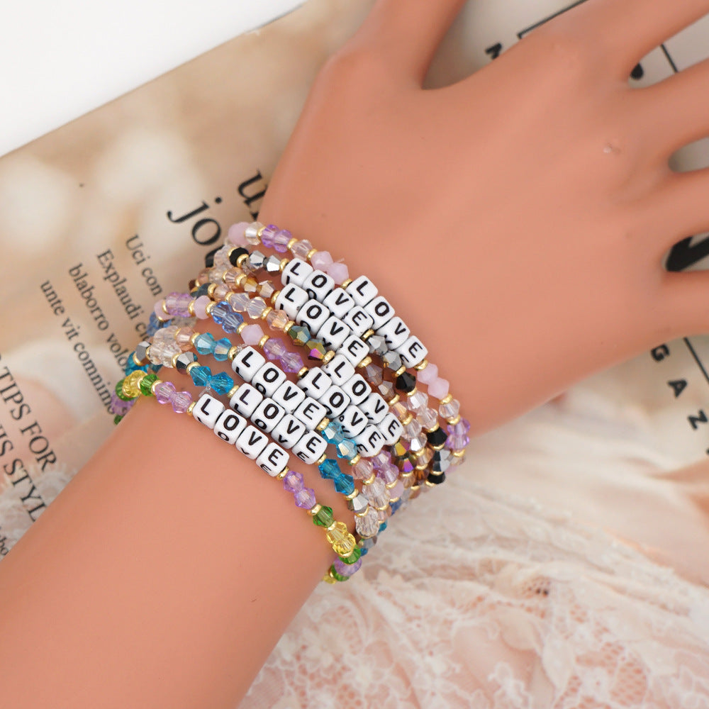 Women's Bohemian Style Crystal Letter Simple Personality Bracelets