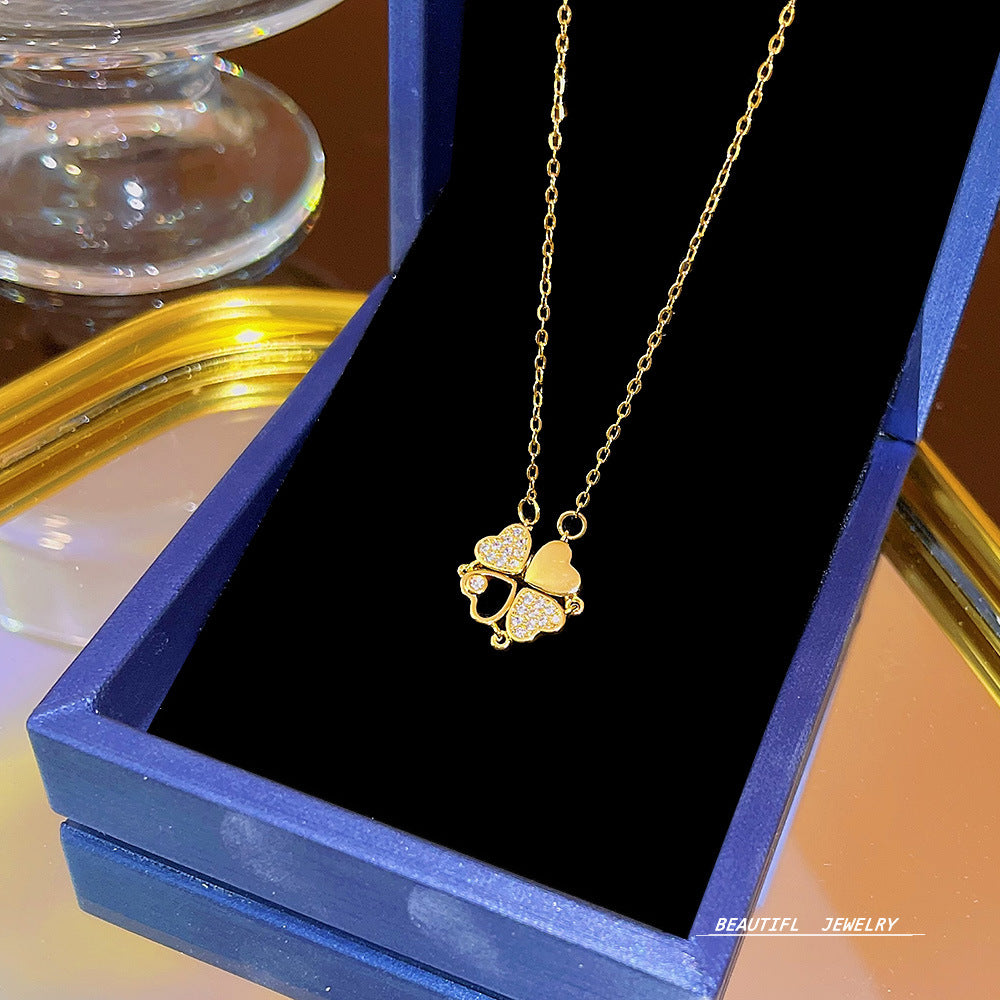 Women's Bow Zircon Clavicle Chain Titanium Steel Necklaces