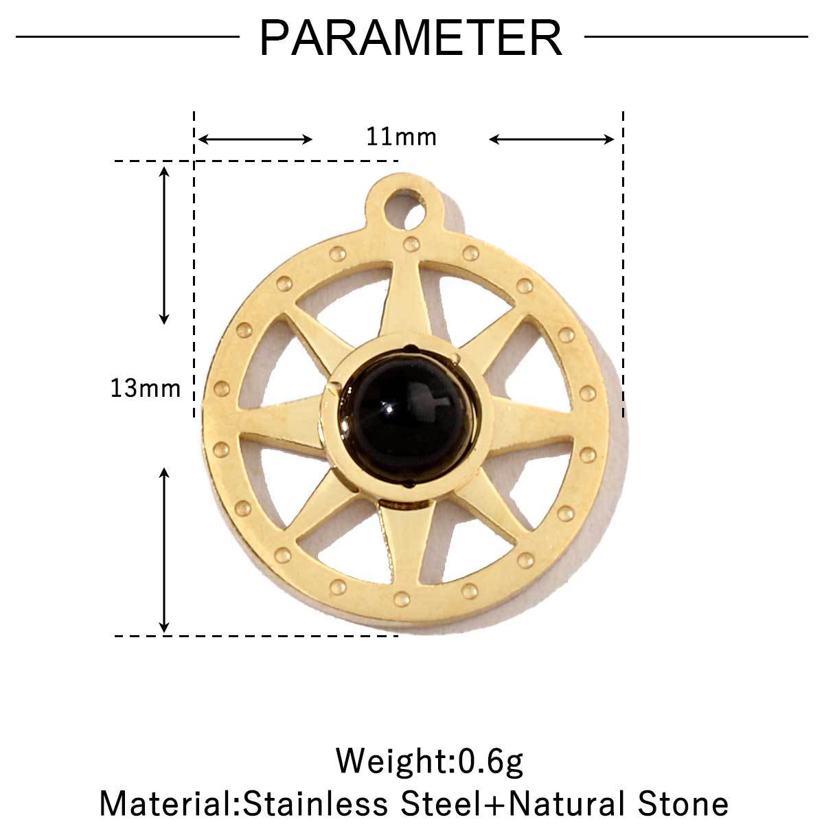 Women's Sun Natural Stone Titanium Steel Gold White Shell Pendants