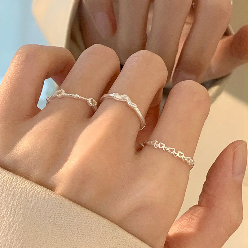 Women's Love Heart-shaped Simple Cold Style Temperament Rings