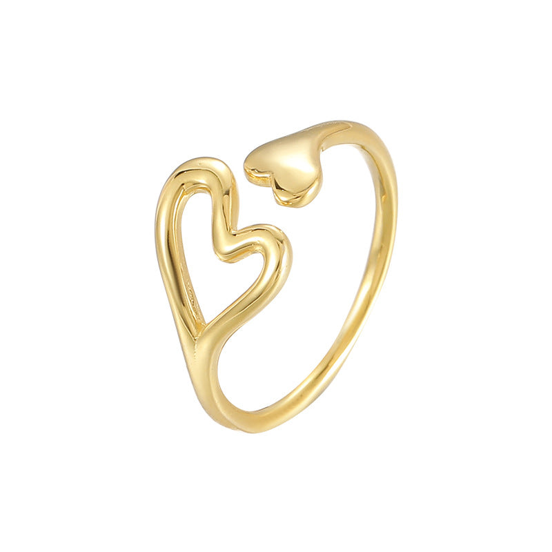 Women's Hollow Love Heart-shaped Simple Design Fashion Rings