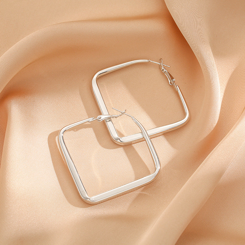 Sier Needle Square Light Luxury Temperament Earrings