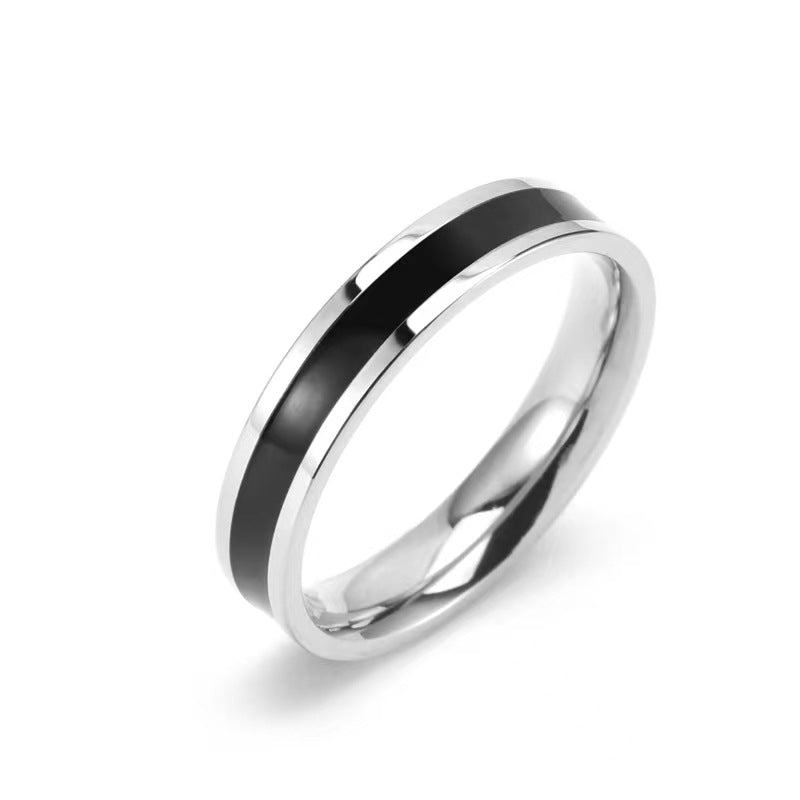 Epoxy Black White Lovers Female Fashion Personalized Design Rings