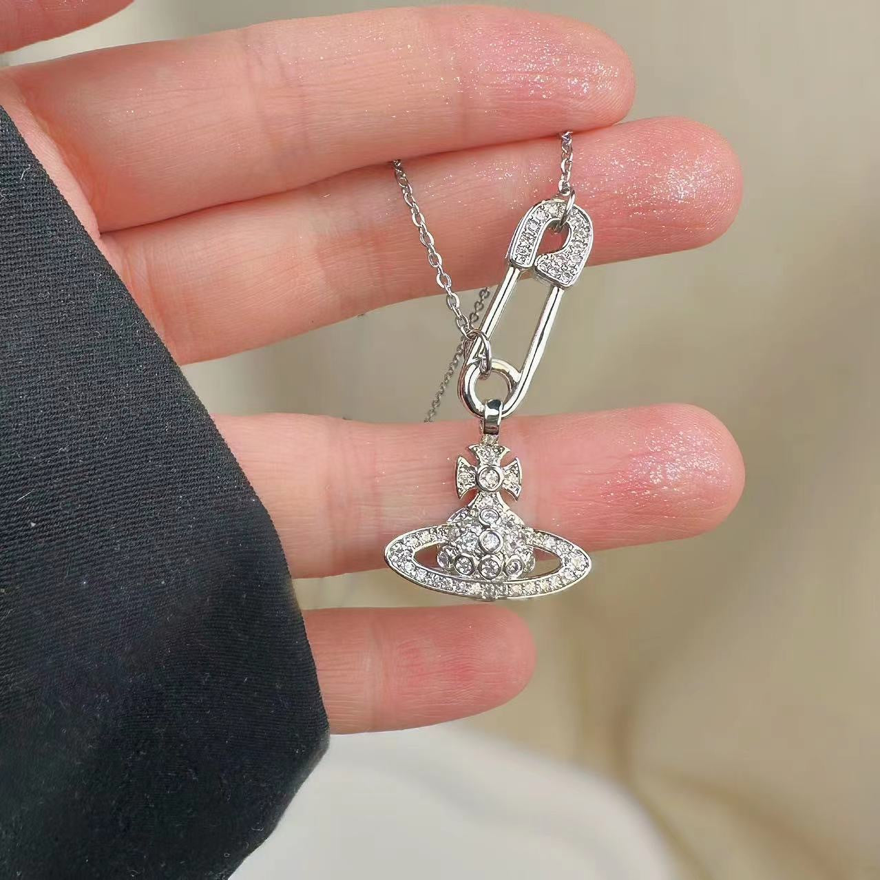 Gold Diamond Mini Planet Titanium Steel Necklaces