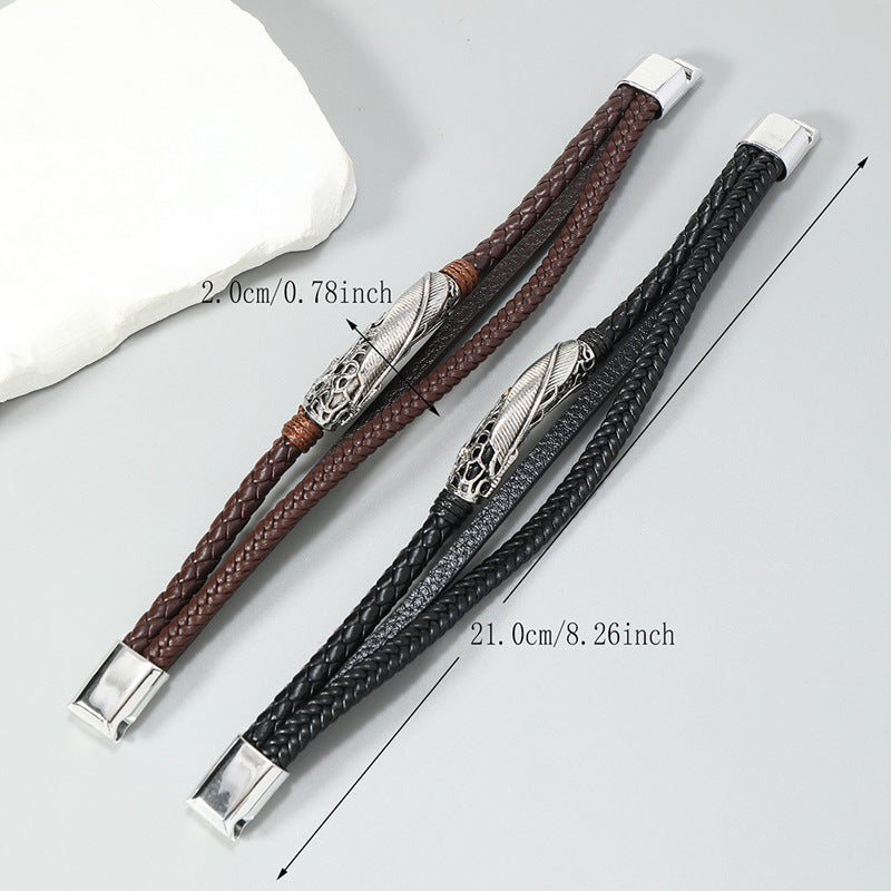 Men's Woven Leather String Magnetic Buckle Creative Bracelets