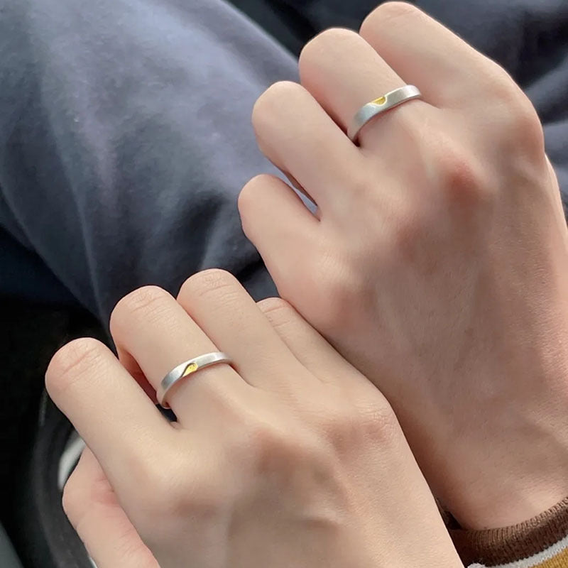 Heart-to-heart Couple Niche Irregular Frosted Love Rings