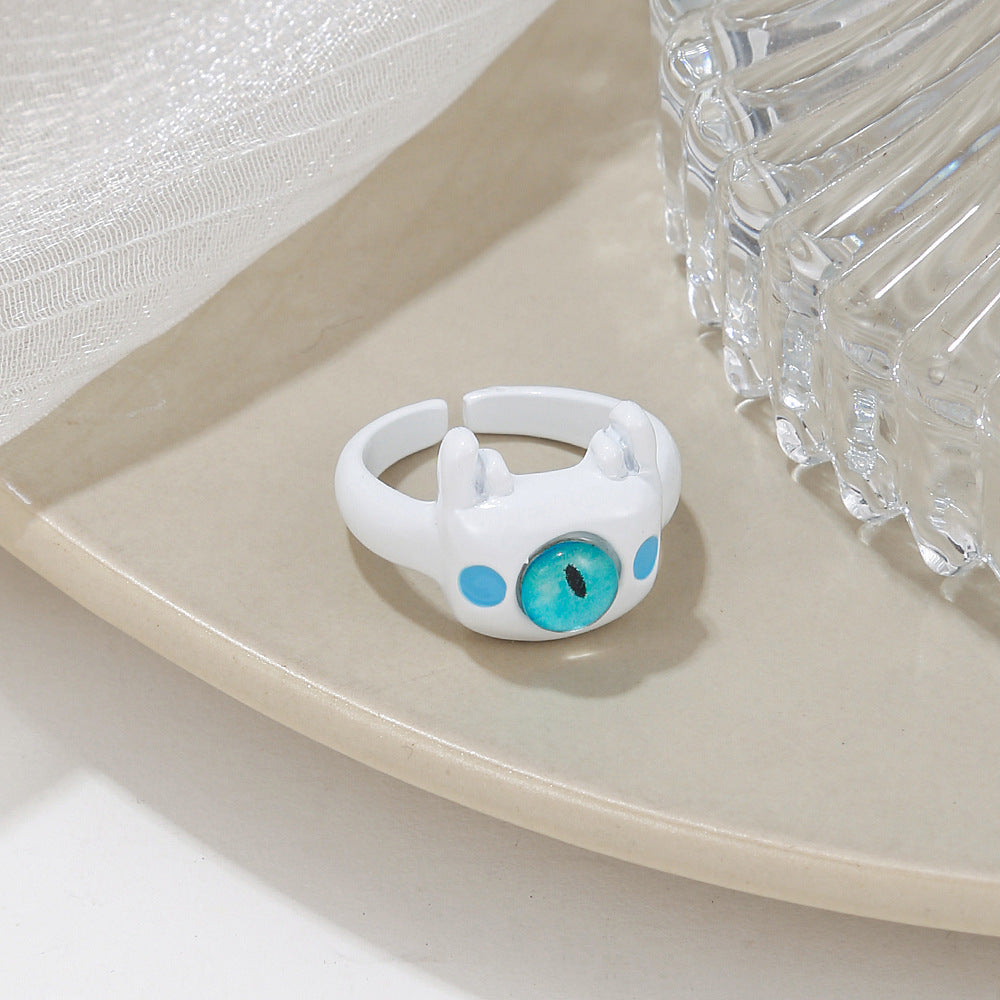 One-eyed Little Monster Niche Design Cartoon Sweet Cool Rings