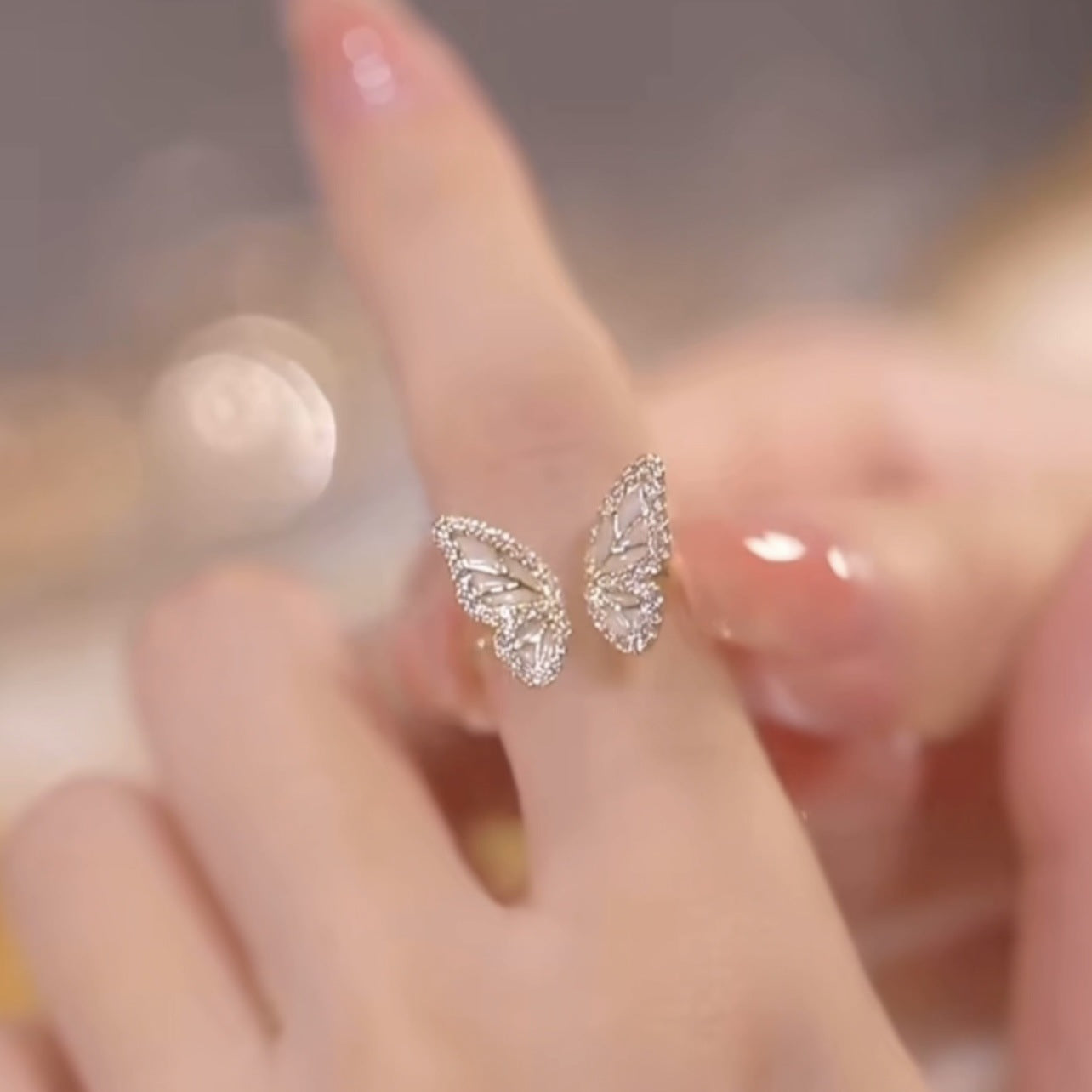 Open Cute Refreshing Butterfly Shell Small Rings