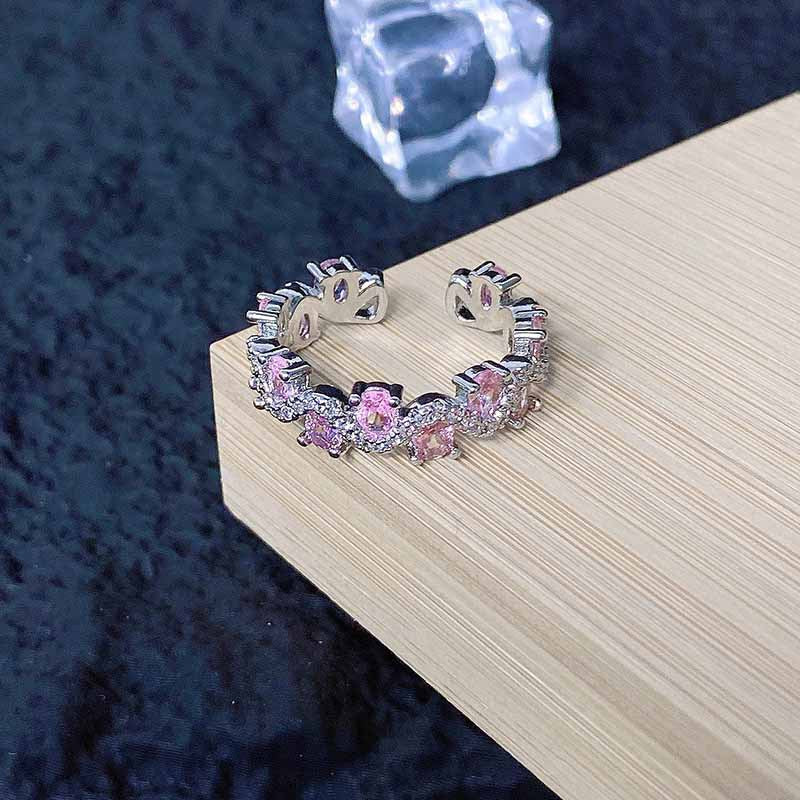 Luxury High-grade Temperament Colorful Crystals Open-end Zircon Rings