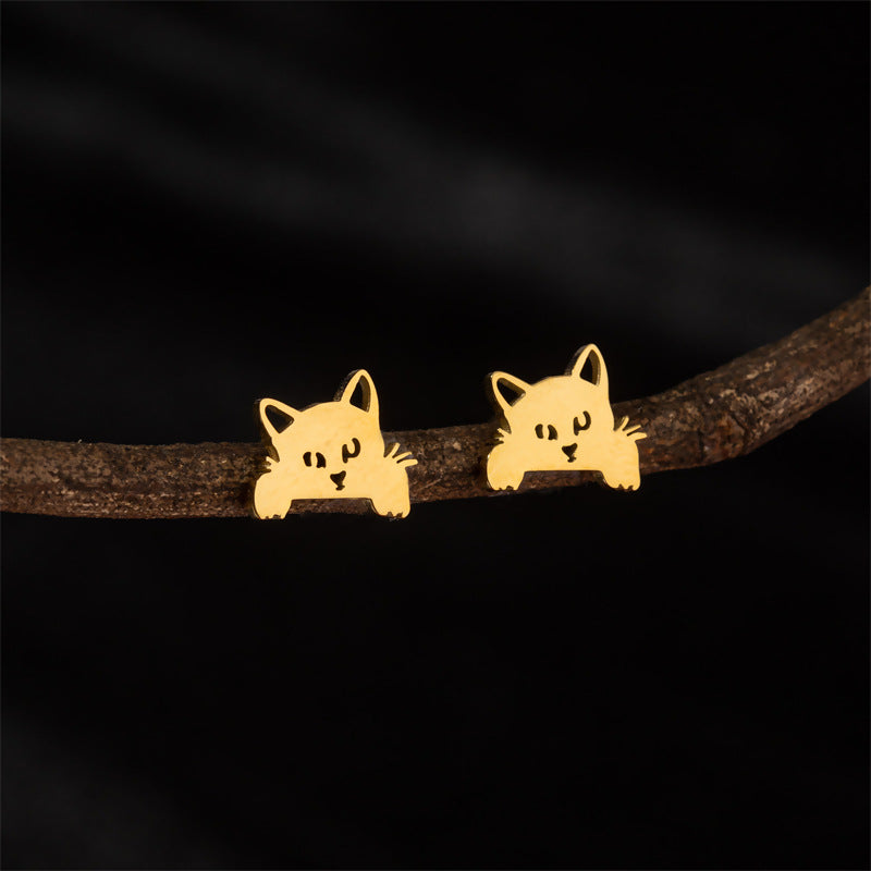 Stainless Steel Cute Simple Cartoon Animal Earrings