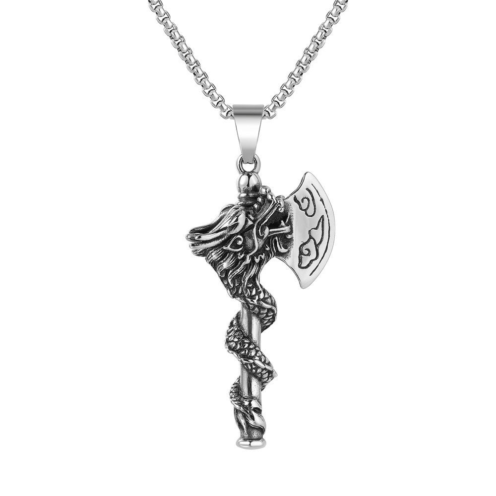 Men's Vintage Cross Ghost Head Titanium Fashion Necklaces