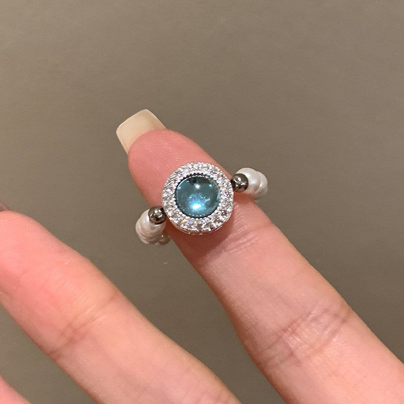 Electroplated Freshwater Pearl Zircon Stitching Butterfly Exquisite Rings